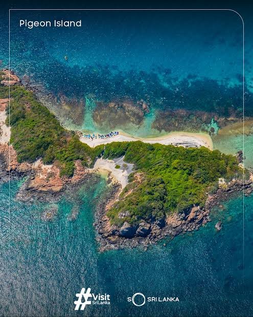 Pigeon Island surrounded by clear blue waters in Trincomalee, Sri Lanka