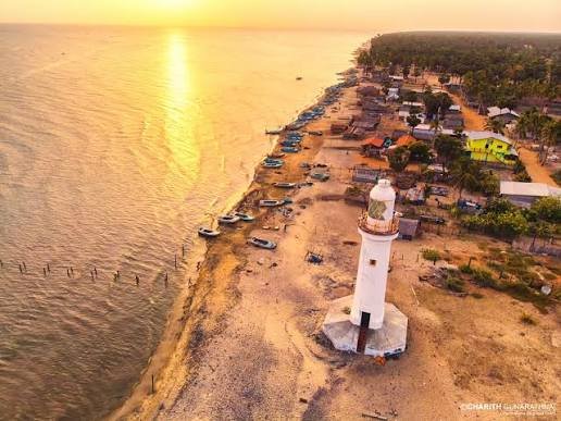 Talai Mannar Lighthouse Sri Lanka near the coastline