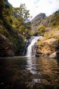 Bambarakiri Ella waterfall surrounded by greenery in Matale, Sri Lanka